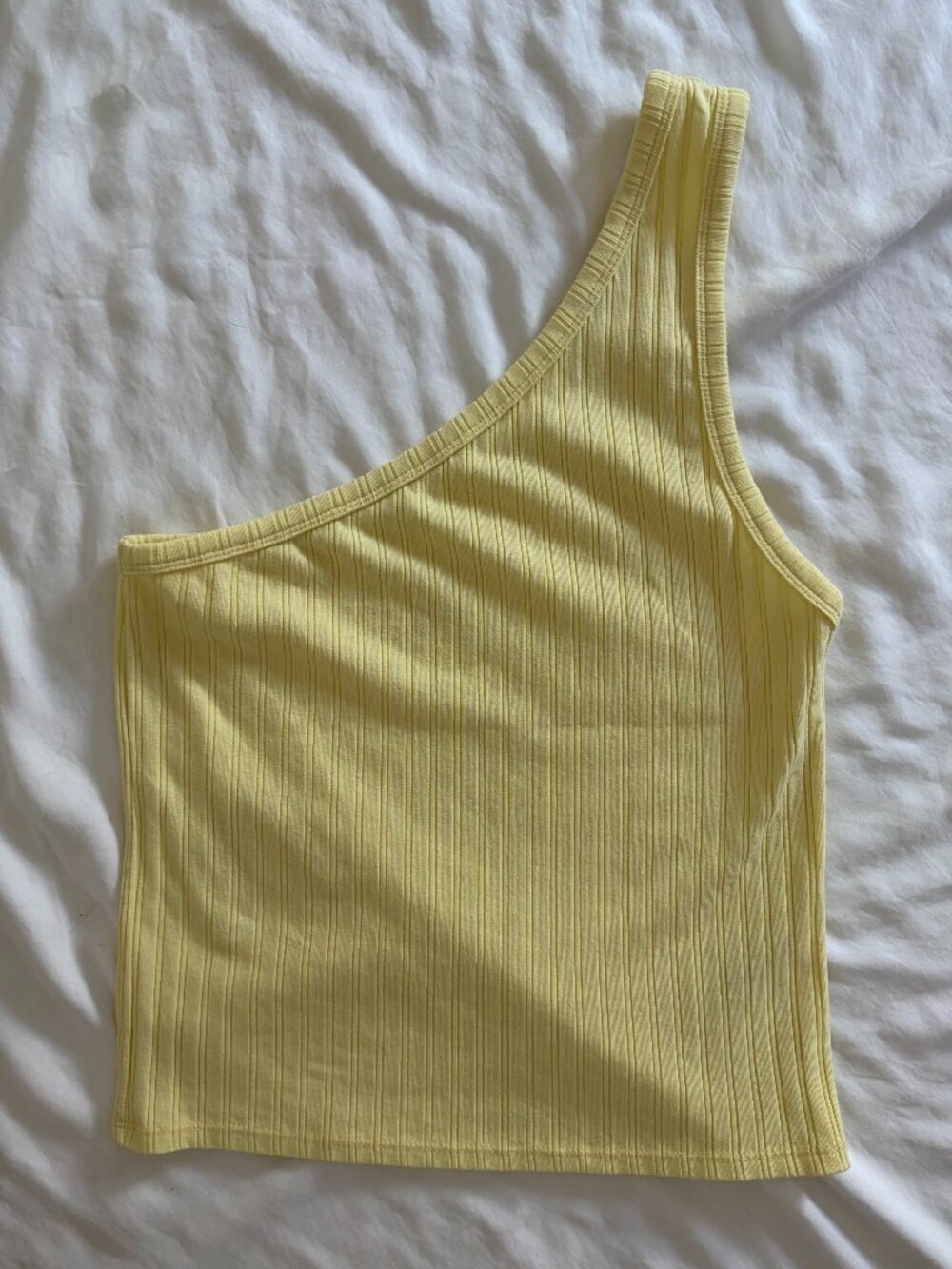 One Shoulder Pale Yellow Top Size M